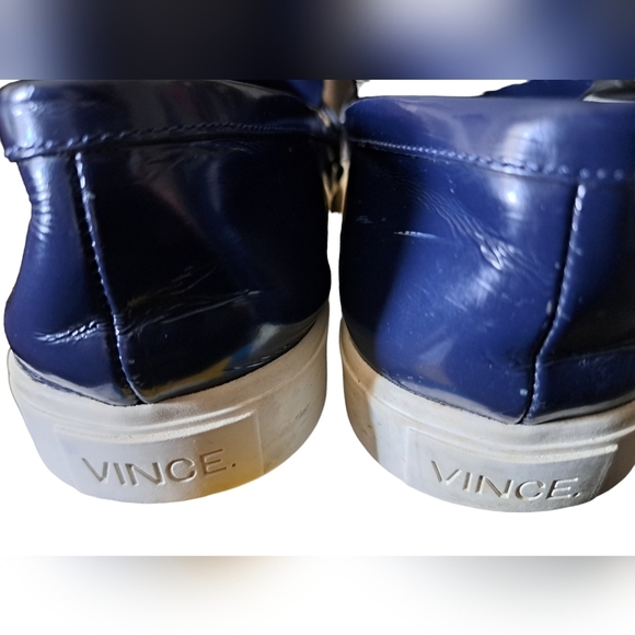 VINCE blue Patent Leather COVENTRY Slip On KILTIE Fringe Loafers Shoes ladies 8 - Picture 4 of 12